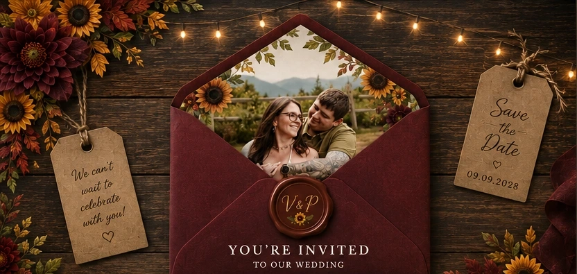 Vincent and Peyton rustic fall wedding invitation envelope